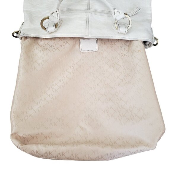 Vintage Anne Klein Cream Leather Studded Tote Bag With Shoulder Strap - Picture 12 of 15